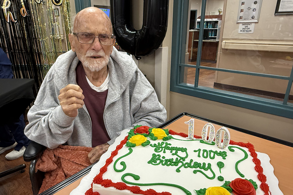 Mr. Sneed and his birthday cake